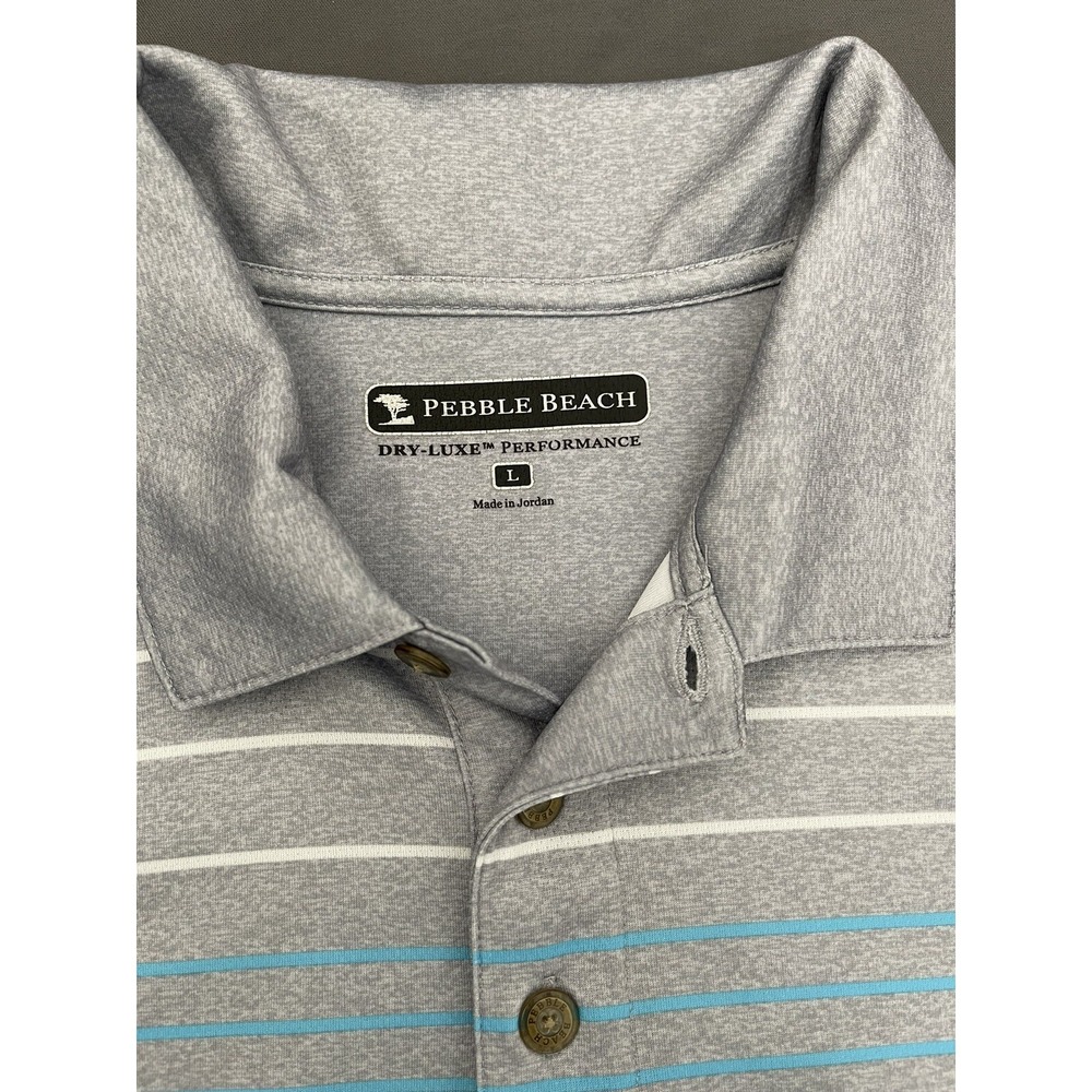 Pebble Beach Golf Dry Luxe‎ Performance Gray Golf Polo Shirt Men's Size Large - Picture 3 of 10